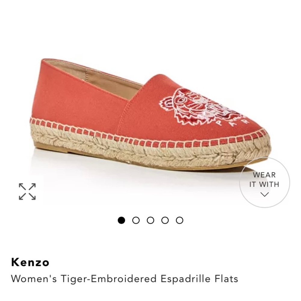 WORN ONCE
KENZO Tiger-Embroidered Espadrille Flats,